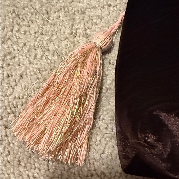 Brown Espresso Martini Velvet Cosmetic Bag with Beaded Cocktail Design Pink New - Picture 3 of 8